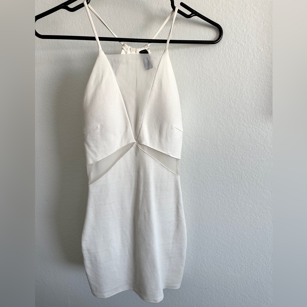 Windsor White Mesh Inset Halter Mini Bodycon Dress - XS